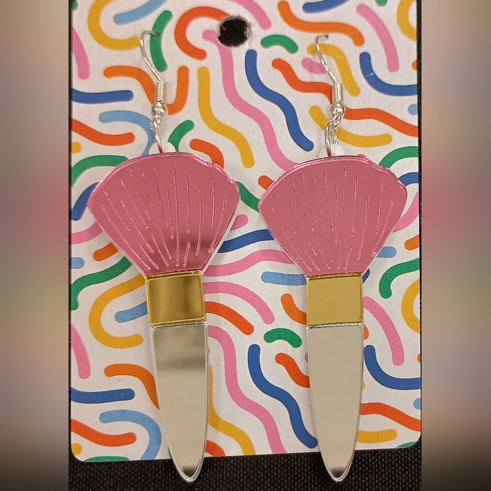Pink and Gold Brush Earrings